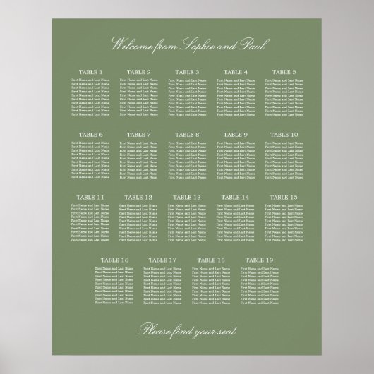 Sage Green 19 Poster Tafelweddenschappen (Voorkant)