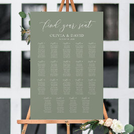 Sage Green 19 Tafels Vind uw Zitplaatskaart Poster