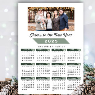 Sage Green 2025 Kalender Minimalistische Foto Magn