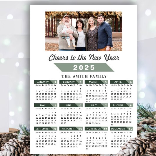 Sage Green 2025 Kalender Minimalistische Foto Magn