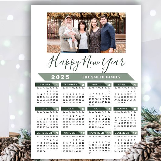 Sage Green 2025 Kalender Minimalistische Foto Magn