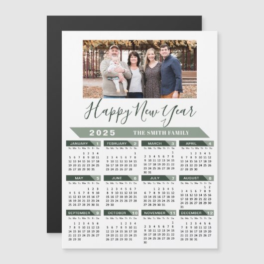 Sage Green 2025 Kalender Minimalistische Foto Magn (Voorkant / Achterkant)
