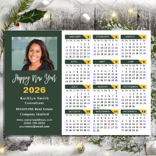 Sage Green 2026 Kalender Zakelijk Eenvoudig Magnet