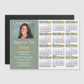 Sage Green 2026 Kalender Zakelijk Eenvoudig Magnet (Voorkant / Achterkant)