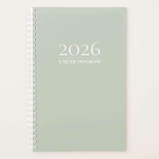 Sage Green 2026 Planner | Aangepaste Titel & Initi (Voorkant)