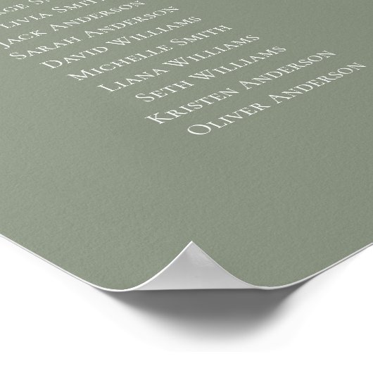 Sage Green 20 Tafels Vind uw Zitplaatskaart Poster (Hoek)