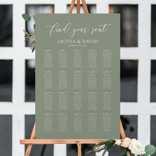 Sage Green 20 Tafels Vind uw Zitplaatskaart Poster