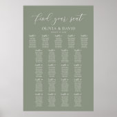 Sage Green 21 Tafels Vind uw Zitplaatskaart Poster (Voorkant)