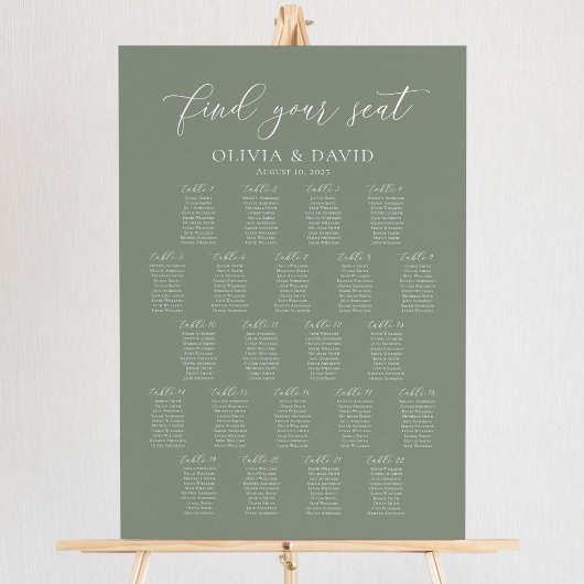 Sage Green 22 Tafels Vind uw Zitplaatskaart Poster