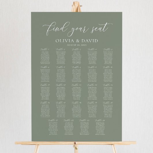 Sage Green 24 Tafels Vind uw stoel kaart Poster