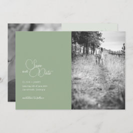 Sage Green 2-foto Save The Date Kaart