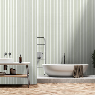 Sage Green 2 inch brede slagerstreep Behang