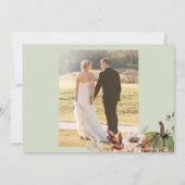 Sage green 2 photos boho botanical wedding bedankkaart (Achterkant)
