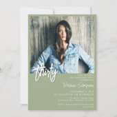 Sage Green 30e verjaardag foto uitnodiging (Voorkant)