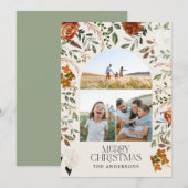 Sage green 3 foto botanische elegant arch: feestda feestdagenkaart (Voorkant / Achterkant)
