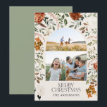 Sage green 3 foto botanische elegant arch: feestda feestdagenkaart<br><div class="desc">Zwart,  natuurlijk,  sage groen en terracotta florale botanische elegant boogvormig,  3 foto Merry Kerstvakantie kaart.</div>