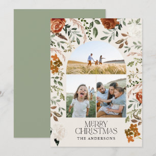 Sage green 3 foto botanische elegant arch: feestda feestdagenkaart