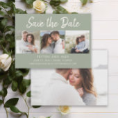 Sage Green 4-foto 2 zijdige bruiloft opslaan datum Save The Date