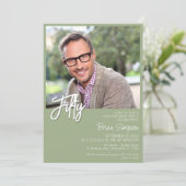 Sage Green 50e verjaardag foto Kaart (Staand voorkant)