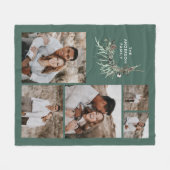 Sage green 5 foto modern botanisch familiecadeau fleece deken (Voorkant (Horizontaal))