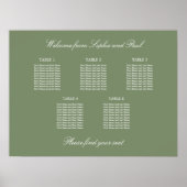 Sage Green 5 Table Wedding Seating Chart Poster (Voorkant)