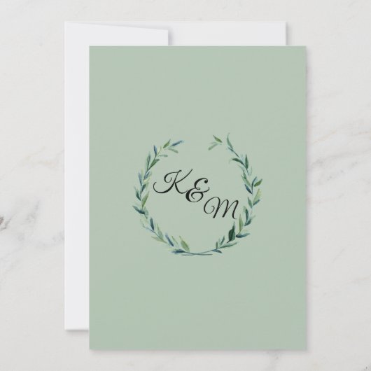 Sage Green 5x7 Laurel Krans Olijfblad Modern Kaart (Achterkant)