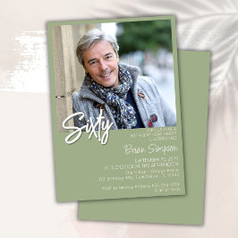 Sage Green 60e verjaardag foto Kaart