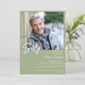 Sage Green 60e verjaardag foto Kaart (Staand voorkant)