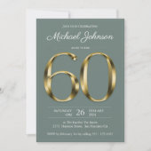 Sage Green 60th Birthday Solid Gold Text Classy Kaart (Voorkant)