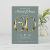 Sage Green 60th Birthday Solid Gold Text Classy Kaart (Staand voorkant)