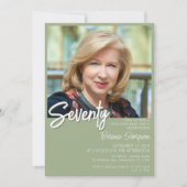 Sage Green 70e verjaardag foto uitnodiging (Voorkant)