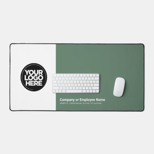 Sage Green | Aangepaste zakelijke Logo naam, sloga Bureaumat (Keyboard & Muis)