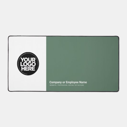 Sage Green | Aangepaste zakelijke Logo naam, sloga Bureaumat (Voorkant)