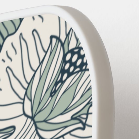 Sage Green Abstract Floral Pickleball Paddle (Links Detail)