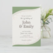 Sage Green Abstracte bruiloft uitnodiging (Staand voorkant)