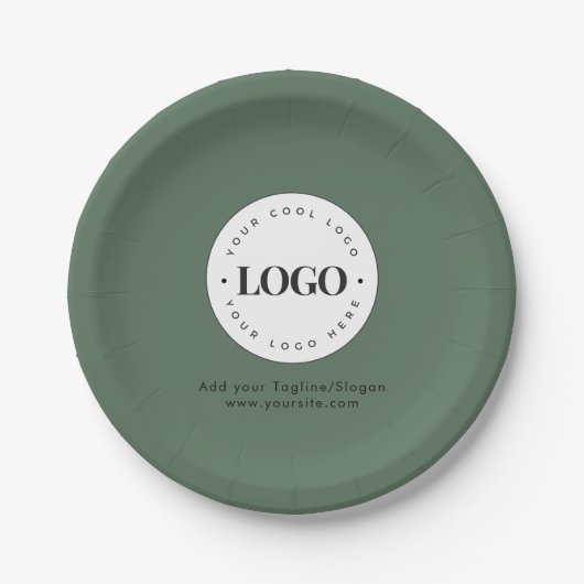 Sage Green Add Custom Business Company Logo Party Papieren Bordje (Voorkant)