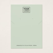 Sage green add logo necklace earring display card visitekaartje (Voorkant)