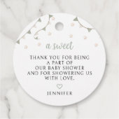 Sage Green Adventure Teddy Baby shower Bedankt Bedankjes Labels (Achterkant)