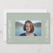 Sage Green Afstuderen Foto Aankondiging (Voorkant)