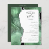 Sage Green Agate Gold Glitter Wedding Programme (Voorkant / Achterkant)