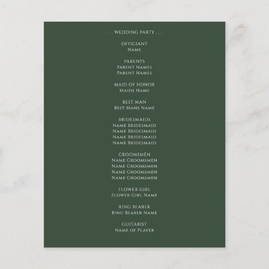 Sage Green Agate Gold Glitter Wedding Programme (Achterkant)