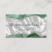 Sage Green Agate Silver Glam Stylist Appointment Visitekaartje (Voorkant)