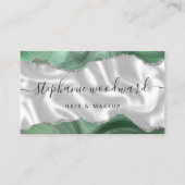 Sage Green Agate Silver Glitter Luxury Stylist Visitekaartje (Voorkant)