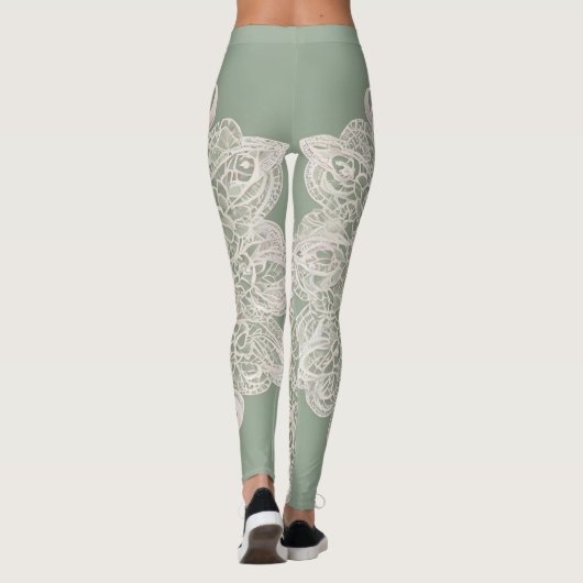 Sage Green AI-kunst Leggings (Achterkant)