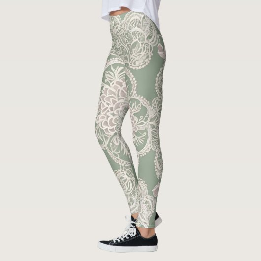Sage Green AI-kunst Leggings (Links)