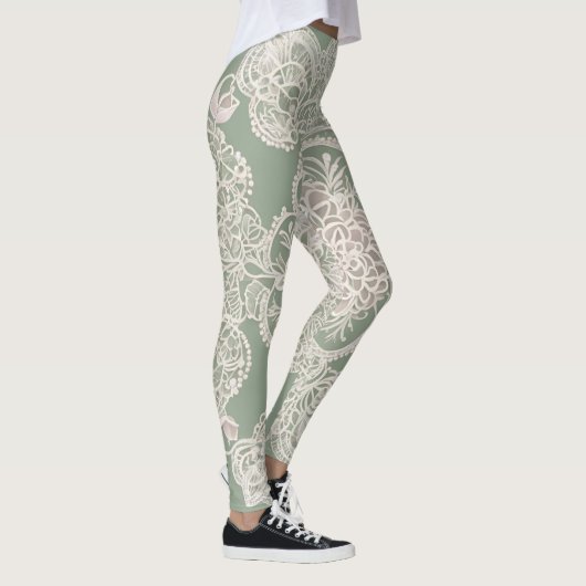 Sage Green AI-kunst Leggings (Rechts)