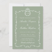 Sage Green All in One Modern Classic Wedding Kaart (Voorkant)
