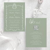 Sage Green All in One Modern Classic Wedding  Kaart