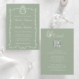 Sage Green All in One Modern Classic Wedding Kaart