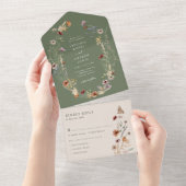 Sage Green All in One Wedding Invite Uitnodiging (Afscheurbaar)